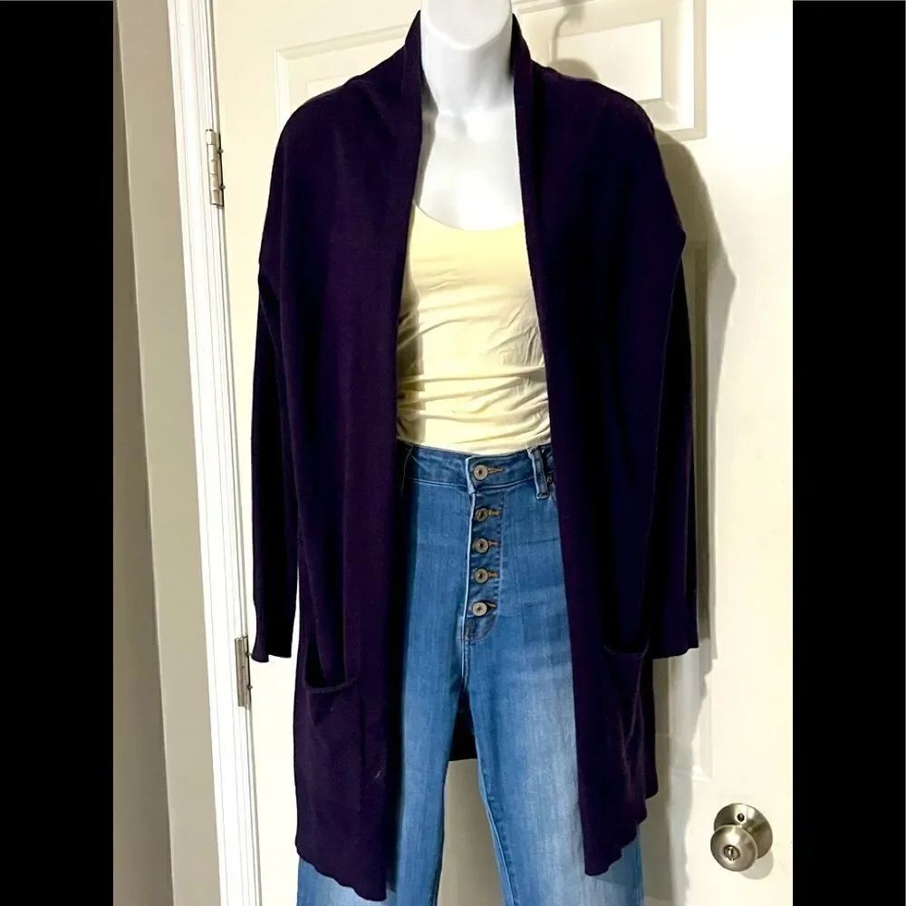 Evolution Deep Purple Two Pocket Open Cardigan